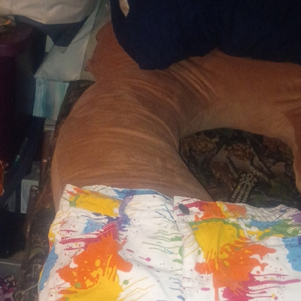 Colorful Paint Splatter Jean Shorts